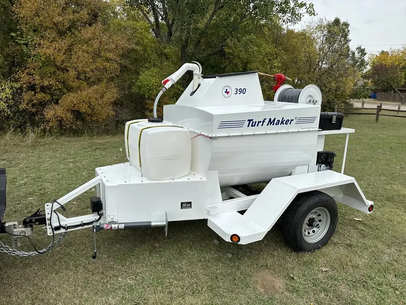 Turfmaker Hydroseeder | Model 390 (Mechanical) | Total Capacity 390 Gallons | Skid Frame Width 47" | Single Axle Trailer Option 1