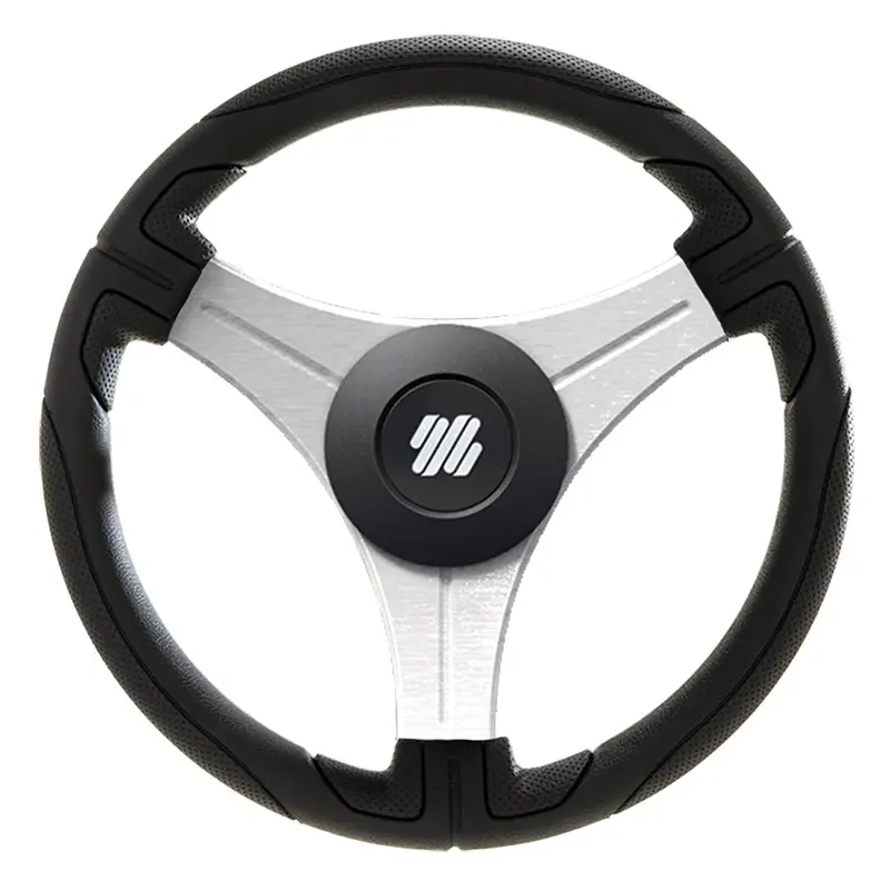 Uflex Ustica 13" Steering Wheel - Black - Polyurethane W/Silver Spokes  X62 Hub [Ustica-B/S] 1