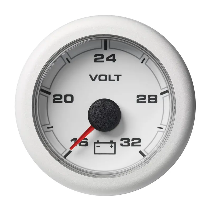 Veratron 52Mm (2-1/16") Oceanlink Battery Voltage Gauge - 16 To 32V - White Dial  Bezel [A2c1066130001] 1