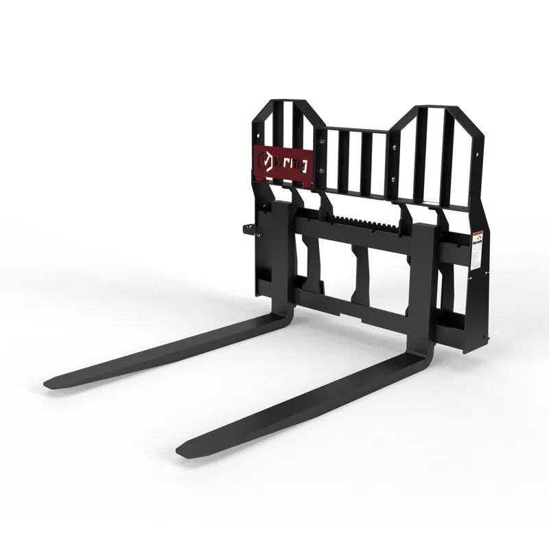 Virnig Rail Pallet Fork: Hi-Vis | Pf Series | Tine Length 42" To 72" | 15-25 Gpm | For Skid Steers 1