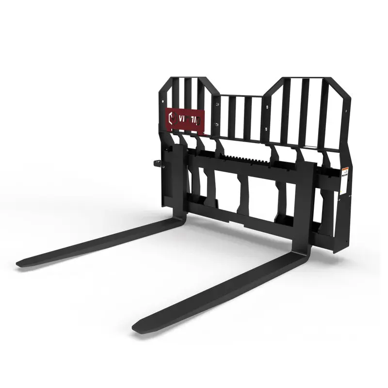 Virnig Wide Rail Pallet Fork: Hi-Vis | Wpf Series | Tine Length 42" To 72" | 15-25 Gpm | For Skid Steers 1