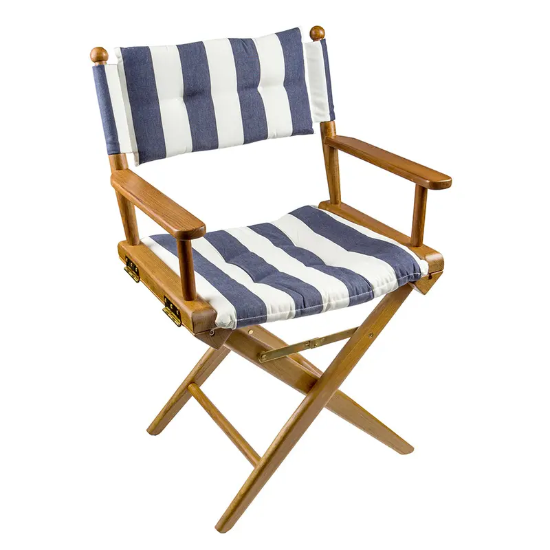 Whitecap Directors Chair W/Navy  White Cushion - Teak [61040] 1