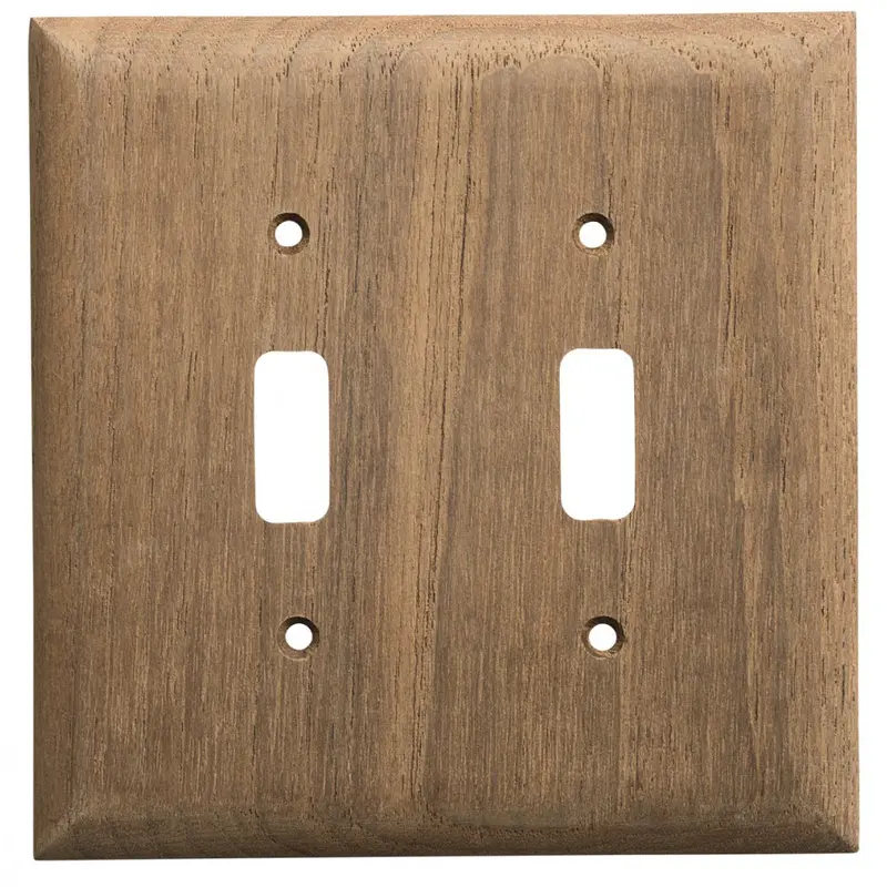 Whitecap Teak 2-Toggle Switch/Receptacle Cover Plate [60176] 1
