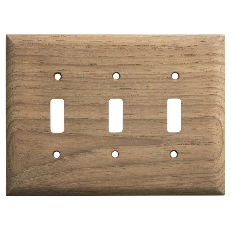 Whitecap Teak 3-Toggle Switch/Receptacle Cover Plate [60179] 1