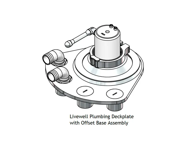 Wicked Well Livewell Plumbing Deckplate | Double Hookup | 1.5" Nps Ports | 0.5" Plate | For Marine Livewell & Release Marine Launcher 1