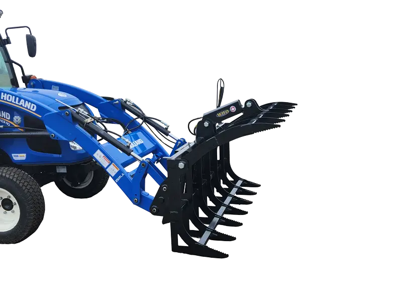 Wifo Equipment Grapple Rake Skid Steer Mount | Model Gpss/90" Hose Series | Working Width 48″-66" | Ssl Mount | 45 Hp Max | For Tractor 3
