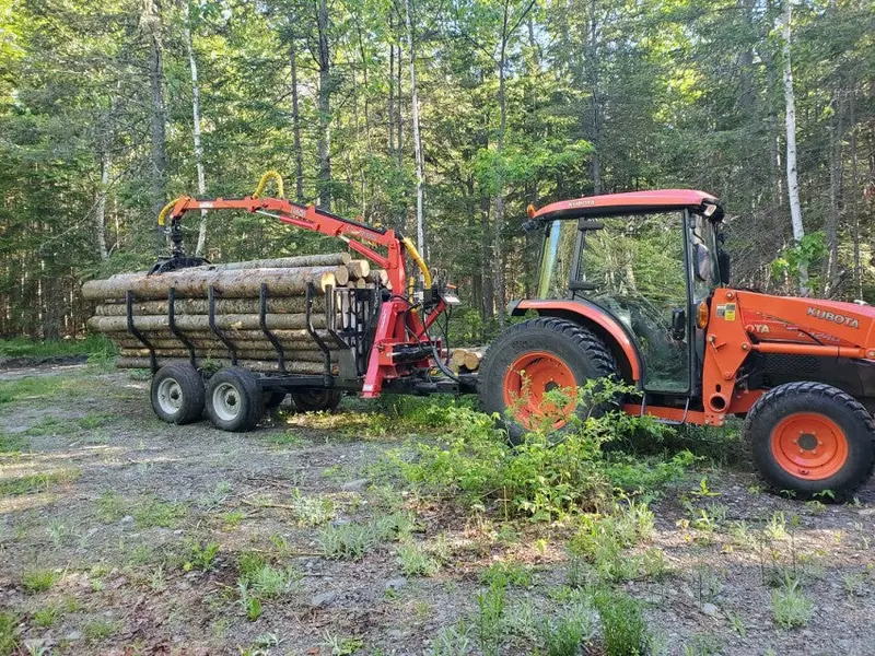 Woody Equipment 10′ Road Trailer Model 10-66 Hv-R With Log Loader Model 115 Hd & 130 Hd | Pull Type | For Small Trucks & Tractors 1