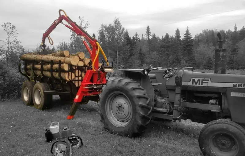 Woody Equipment 10′ Road Trailer Model 10-78 Hv-R With Log Loader Model 130 Hd & 150 Hd | Pull Type | For Small Trucks & Tractors 1