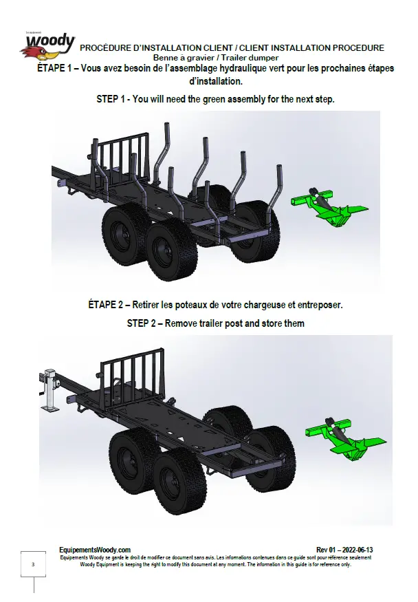 Woody Equipment 7' To 12' Hydraulic Gravel Bin | With Cylinder | For Trailers 4