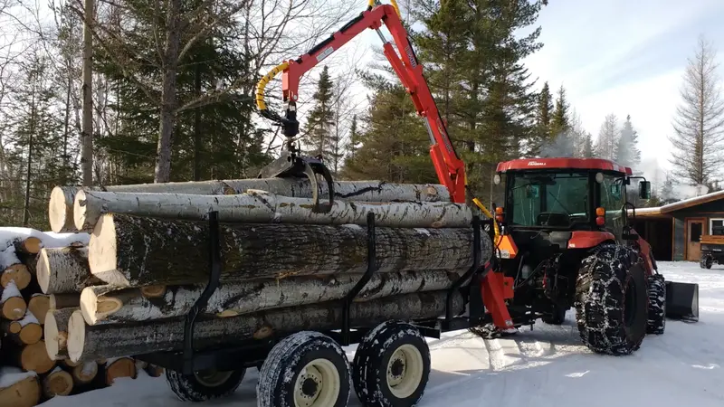 Woody Equipment 9' 9'' Forestry Trailer Model 10-66 Hv With Log Loader Model 115 Hd | Pull Type | For Tractor 1