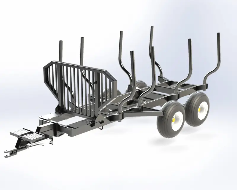 Woody Equipment Forestry Trailer W/ Log Loader | Model 12-86 + 150-Hd | Trailer Length 144" & Width 86" | Pull Type | For Tractors 6