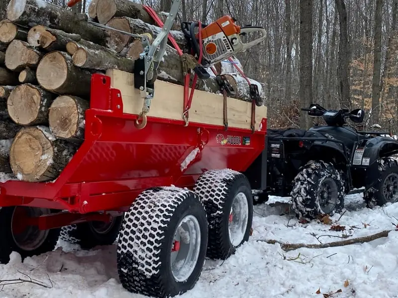 Woody Equipment Tilting Dump Trailer Model 407 & 408 V Series | 18-45 Hp | Pull Type | For Atvs, Side By Sides & Small Tractors 1