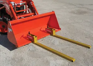 Worksaver | Clamp-On Bucket Pallet Forks | Models 831930 To 831960 | Widths 35" To 42" Forks | Lift Capacity 1,000 To 4,000 Lbs | Horsepower 20 To 65 Hp | For Tractors 1