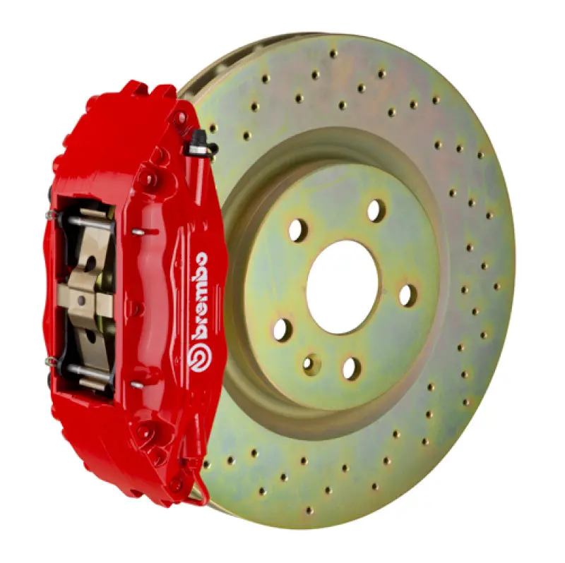 Brembo Front Big Brake Kit For 2005–2013 Corvette: 4-Piston Calipers, Drilled 355X32Mm Rotors – Red Finish 1