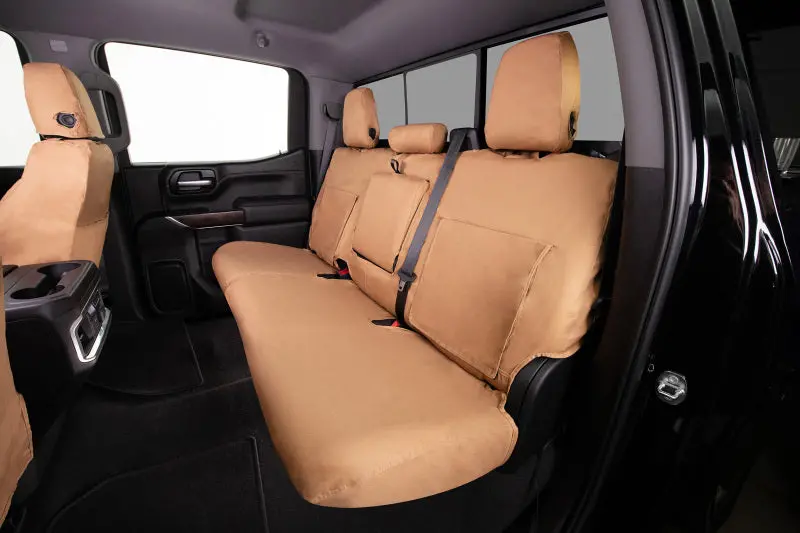 Covercraft Seatsaver Custom Seat Covers – Tan Polycotton, Second Row For 2023–2024 Toyota Sequoia 1