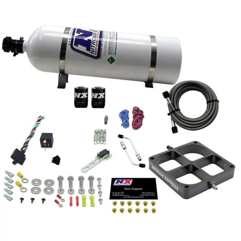 Nitrous Express Throttle Body Nitrous System – Single-Entry Crossbar Design (8500-Series), Includes 15-Lb Bottle 1