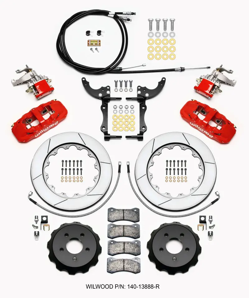 Wilwood Aero4/Mc4 Rear Brake Kit With Lines & Cables For 2015–2023 Mustang 1