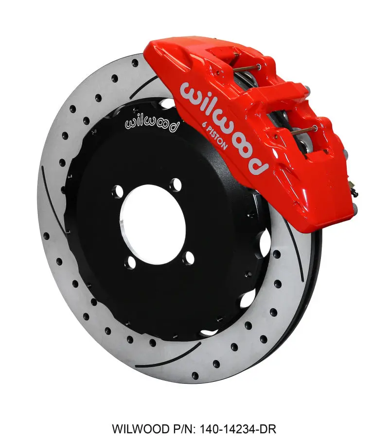Wilwood Dynapro 6 Front Hat Brake Kit With 12.88-Inch Drilled Red Rotors For 2016+ Mazda Mx-5 Miata (Includes Brake Lines) 1