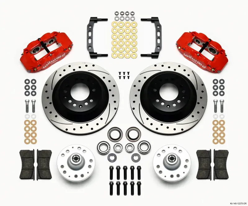 Wilwood Narrow Superlite 6R Front Hub & One-Piece Rotor Kit – 12.88" Drilled, Red Finish – Fits 1974–1980 Pinto & Mustang Ii 1